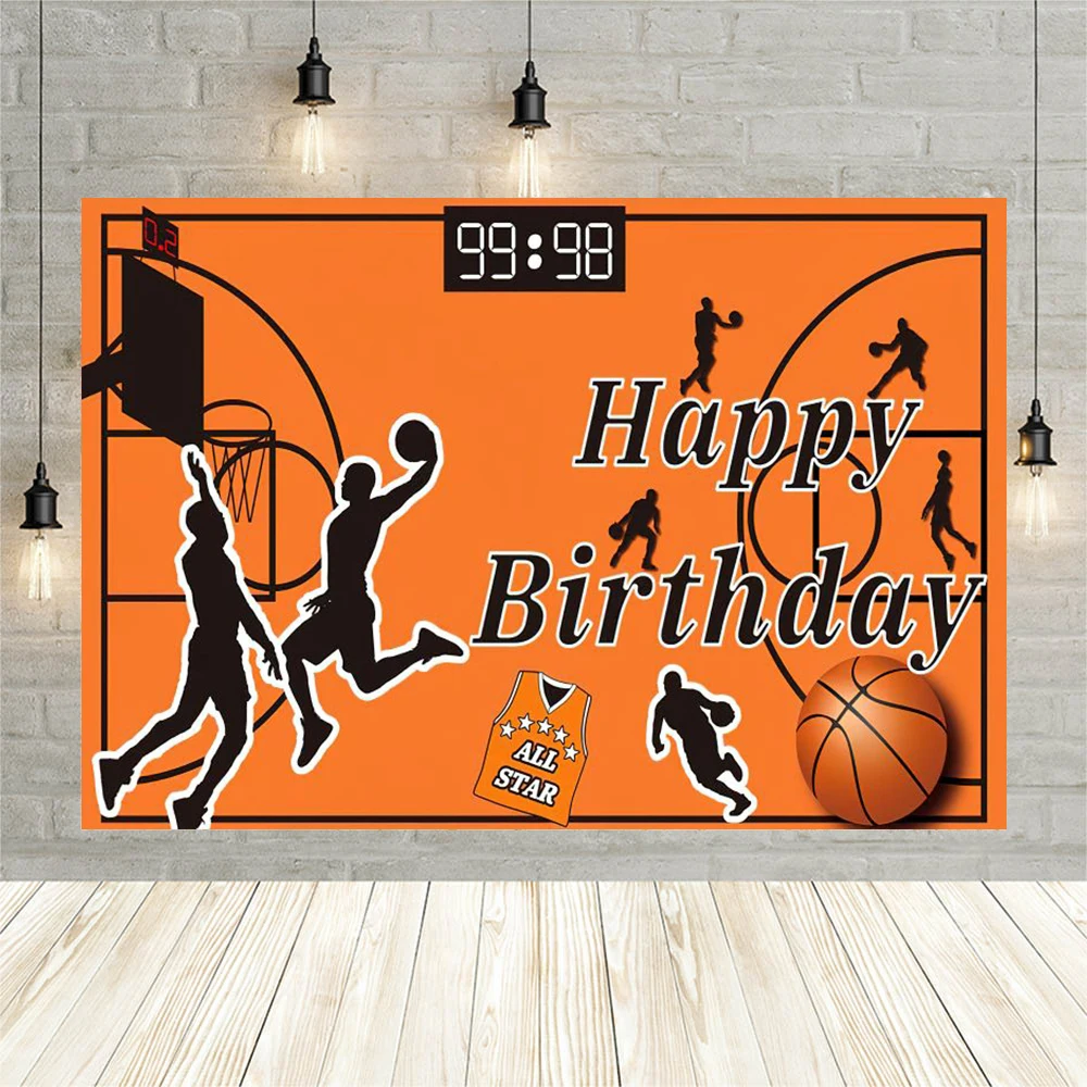 Basketball Field Stadium Photography Background Sport Theme Party Children Birthday Decoration Boys Photo Backdrop Banner