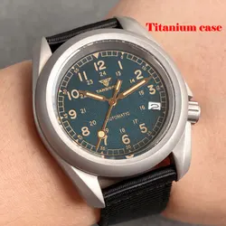 Tandorio Vintage Green Black Dial Titanium Case Lume 40mm NH35 Mechanical Diving Watch Men 20ATM Waterproof Sapphire 3.8 Crown