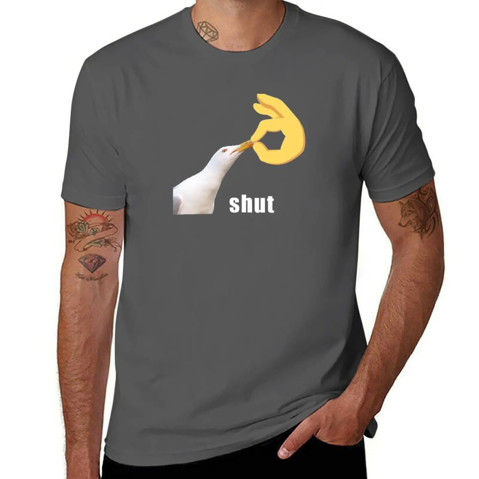 

Shut Seagull meme T-Shirt Casual Fashion Print Tee Top