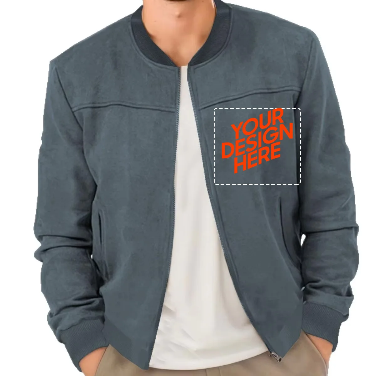 

Free Print Logo Autumn Suede Solid Color Men's Zipper Jacket Casual Retro Long Sleeve Cardigan Jacket Men Df-55
