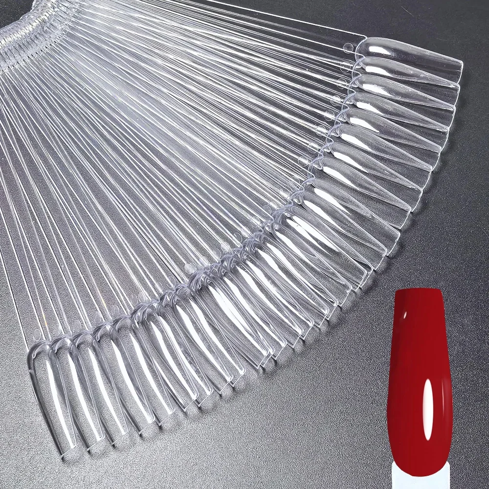 

False Nail Tips Clear Natural Black Nail Art Display Acrylic Fan Swatch Gel Nail Polish Showing Shelf DIY Practice Manicure Tool