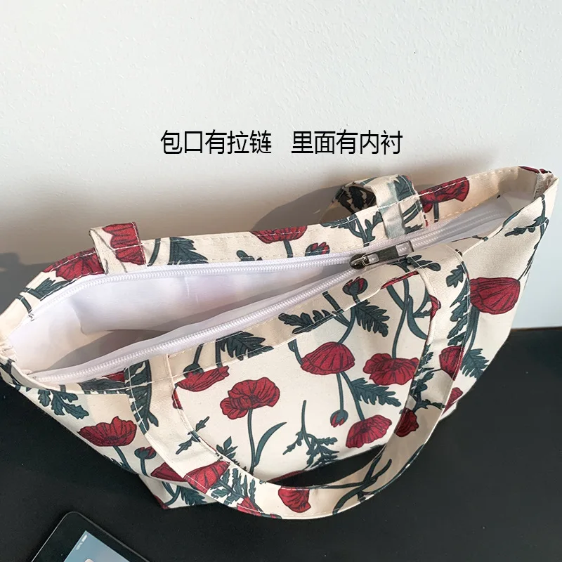 Youda New Fashion Polyester Fabric Top-handle Bag for Women Vintage Floral Striped Handbag Lunch Box Bags