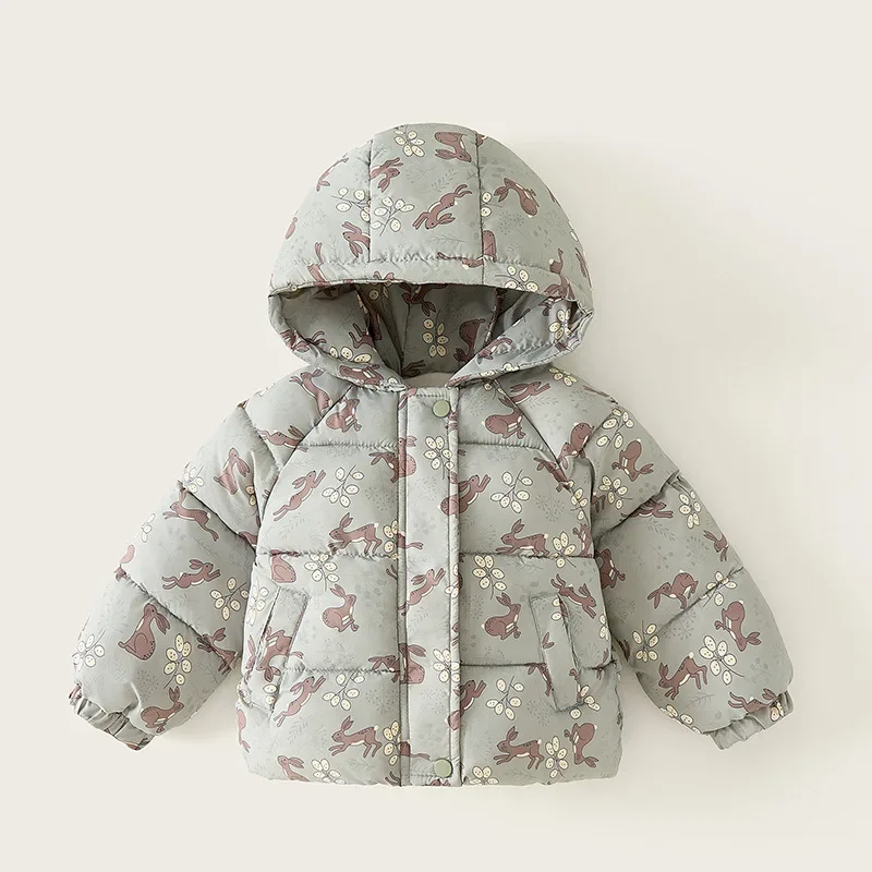 

Baby's girl Hooded Warm Autumn Winter Children's fleece-lined Thickened Cotton-padded Jacket 3-8 years Girl Christmas Outerwear