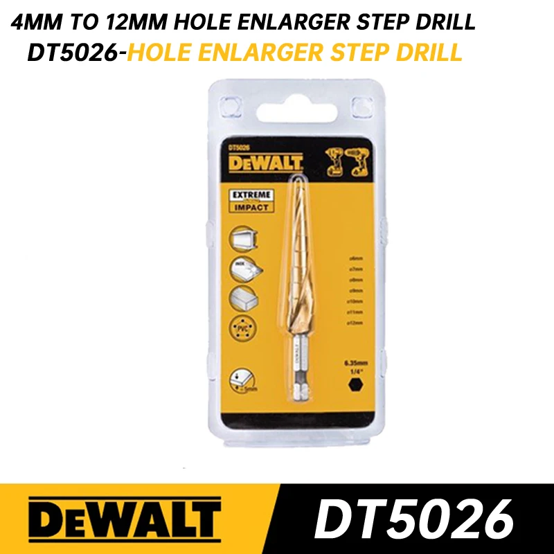 DEWALT Hole Enlarger Step Drill 1/4 Hex Shank Titanium Coated Wood Metal Hole Cutter Core Drill Bit DT5026 DT5027 DT5030 DT5031