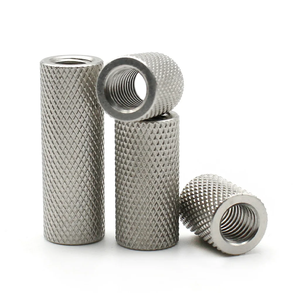 DUOJI M2 M2.5 M3 M4 M5 M6 ~M16 304 Stainless Steel Extended Cylindrical Flat Head Knurled Hand Screw Nut Mesh Nut Adjustment Nut