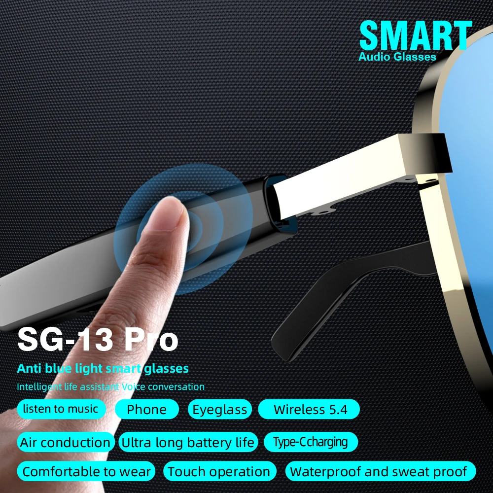نظارات بلوتوث لاسلكية ذكية SG-13Pro رياضية خارجية أنيقة مضادة للضوء الأزرق للهاتف الرد على عملية اللمس #4