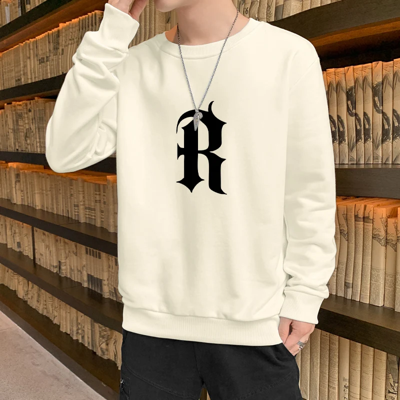 

New Autumn and Spring Long sleeved T-shirt for Men's Sweater Underlay Shirt for Men's Round Neck Pullover Sweater for Men