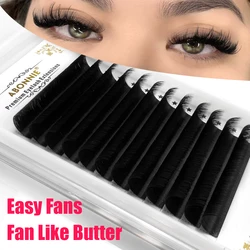 Abonnie 0.03 Mate Black Easy Fan Eyelashes Extensions Auto Fan Eyelashes 8-25mm Soft Easy Fans Blooming Lashes Extensions