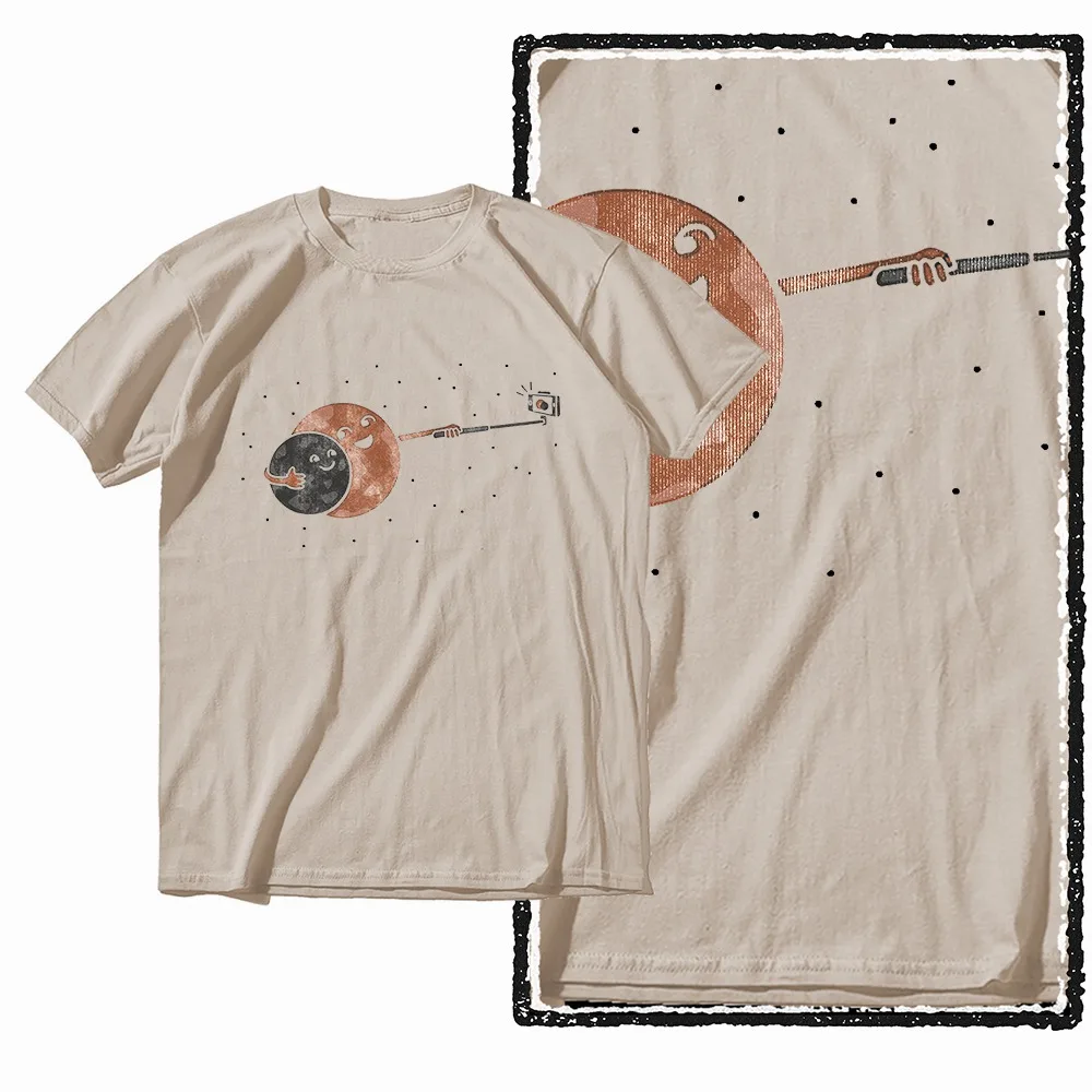 G44 Beige Cotton Men's Cool Space Graphic T-shirt |  Streetwear Big Size O-neck men's Tee Tshirt