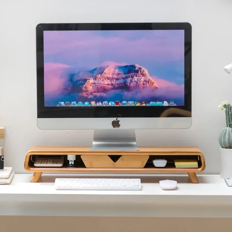 Curved computer monitor raised frame Desktop computer raised frame Office desk Keyboard storage bracket