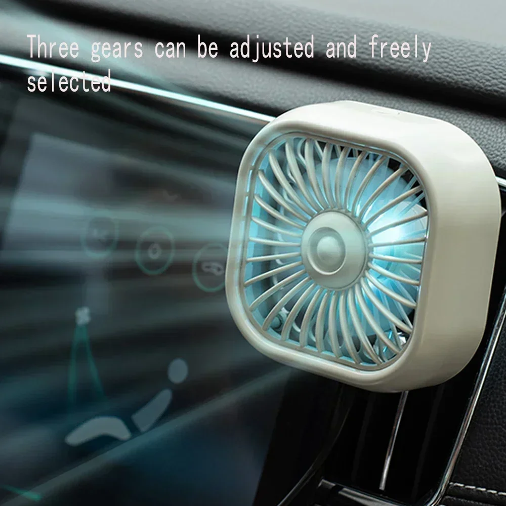 Mini Car Air Outlet Cooling Fan Adjustment Powerful USB Light Creative Low Noise Multi-function Mini Car Interior Fan Cooler