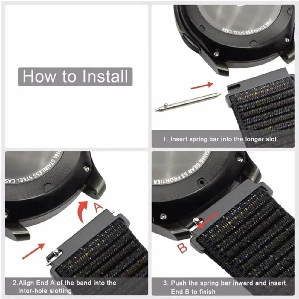 النايلون حلقة حزام ل NORTH EDGE APACHE-46 Smartwatch استبدال سوار الرياضة حزام الساعات Correa ل NORTH EDGE APACHE 46 الفرقة