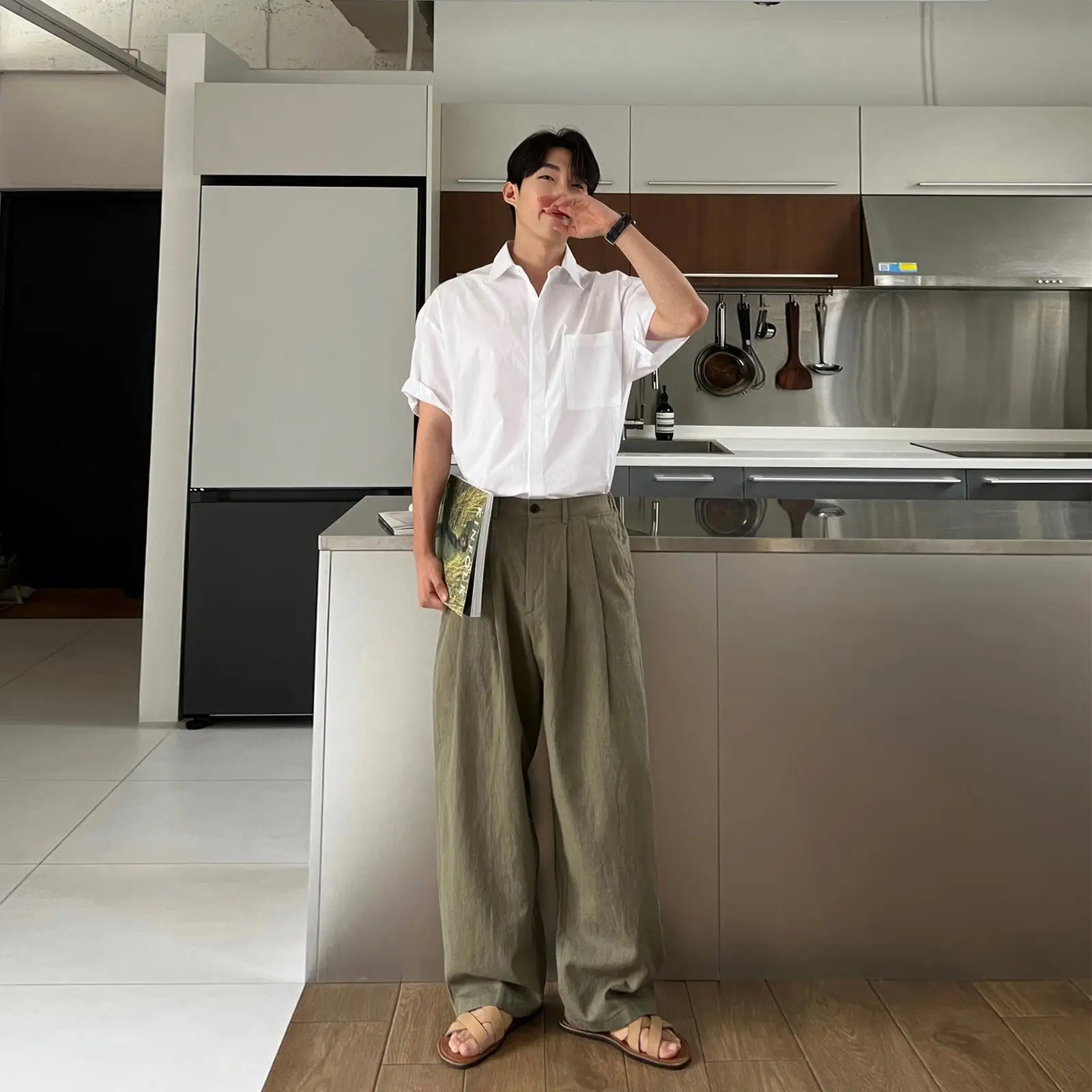 Japanische trendige High-End-Freizeithose für Männer 2025, Frühling und Herbst, neue, vielseitige, lockere, gerade, lange Hose mit weitem Bein