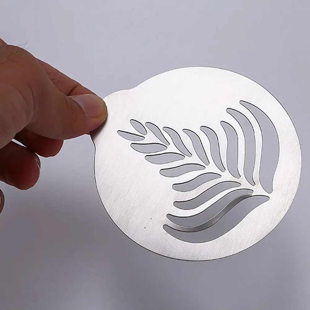 1/5pcs Coffee Stencils Fancy Coffee Printing Model Foam Spray Cake Stencils Coffee Drawing Cappuccino Mold Powdered Sieve Tools
