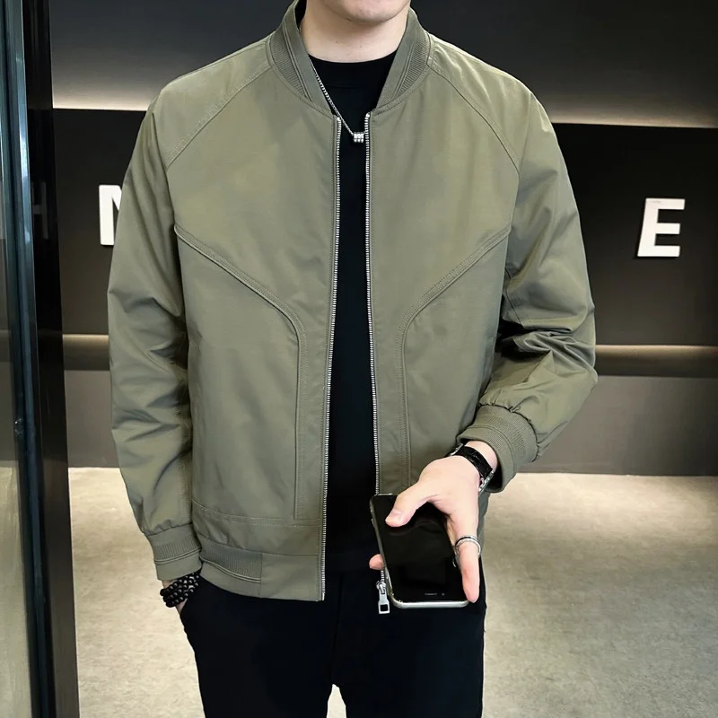 

Мужская бейсбольная куртка Slim Fit, модная тонкая рубашка, весна-осень, Новое поступление, повседневная одежда, длинное волокно из полиэстера, молния, одежда...