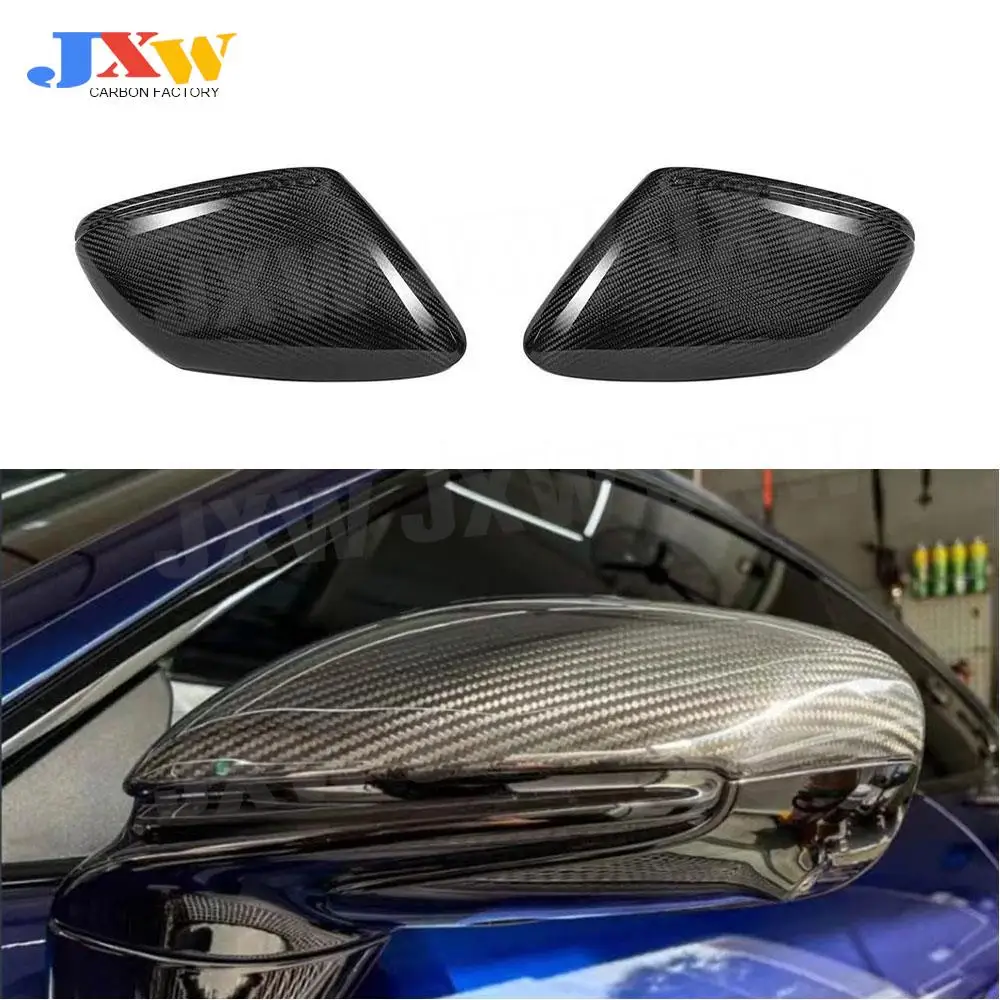 2Pcs Dry Carbon Fiber Replacement Side Mirror Cover Caps For Porsche 992 Taycan 2019+ LHD