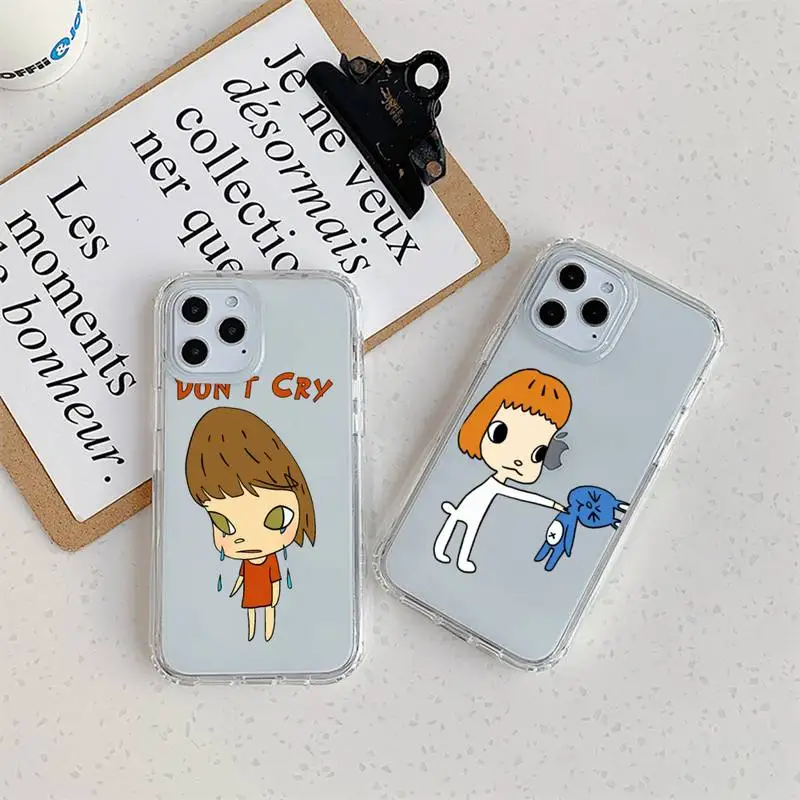 Art cartoon Yoshitomo Nara Phone Case For iPhone 11 12 Mini 13 14 Pro XS Max X 8 7 6s Plus 5 SE XR Transparent Shell