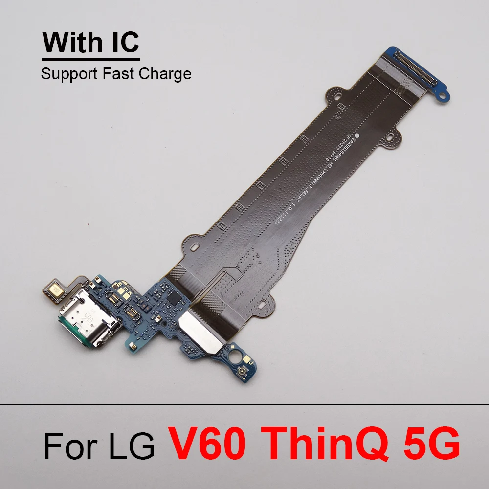 USB Charger Board For LG V60 ThinQ 5G LM-V600 V600VM V600TM V600AM Charging Port Jack Dock Connector Microphone Flex Cable