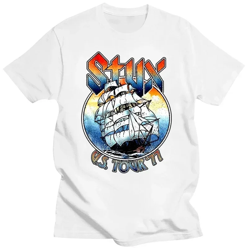 Heavy Metal 1960s Punk Rock Music Plus Size Novelty  USA Tour 1977 Ship Mens T shirt Rock Band Boat on The River Cornerstone