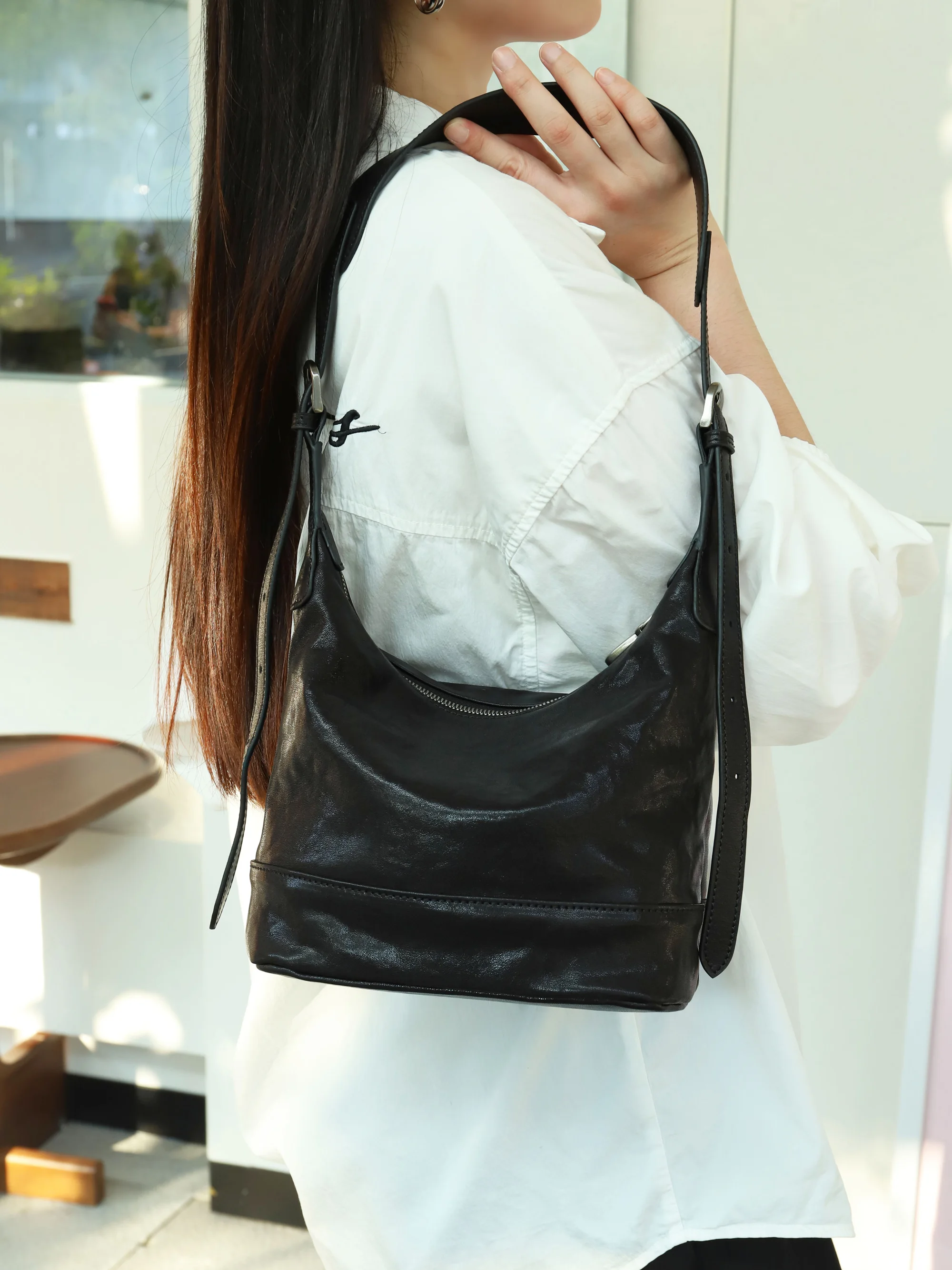 Orabird Women's Genuine Leather Tote Bag with Wide Shoulder Strap Fashionable Handbag for Ladies