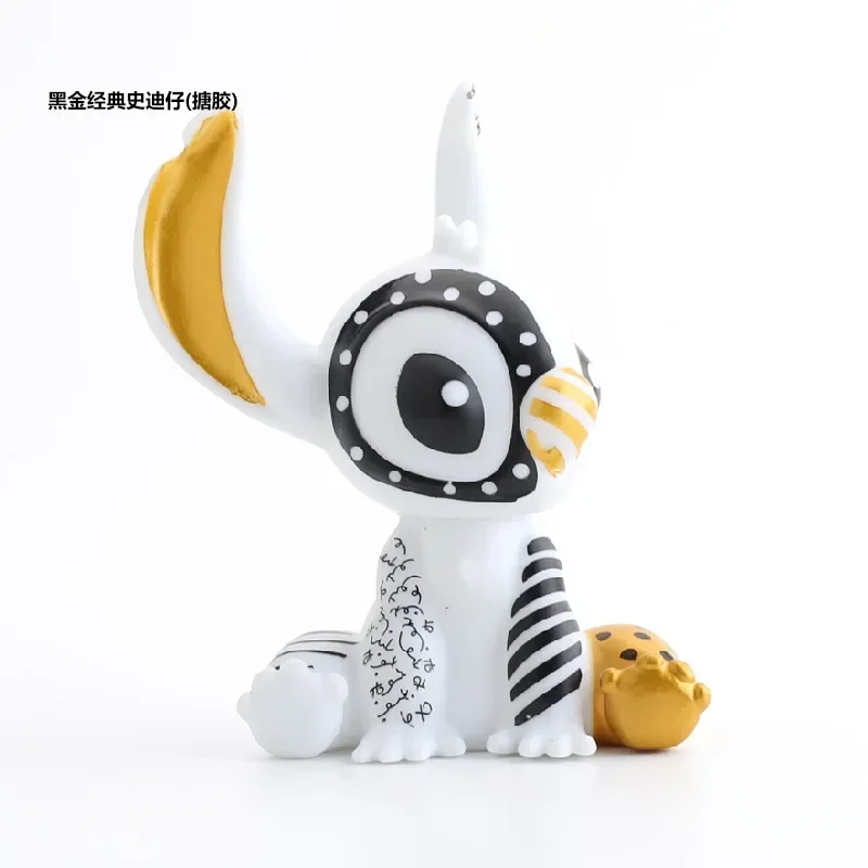 Disney Stitch Mickey Mouse Action Figure Black Gold Figurine Cute Cartoon Anime Figures Kids Collection Toys   Decoration