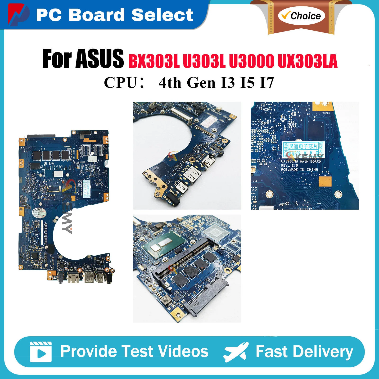

Материнская плата UX303LA для ноутбуков ASUS ZenBook U303L, U3000U, X303LNB, UX303LB, UX303L, UX303LN, BX303L с процессорами I3, I5, I7