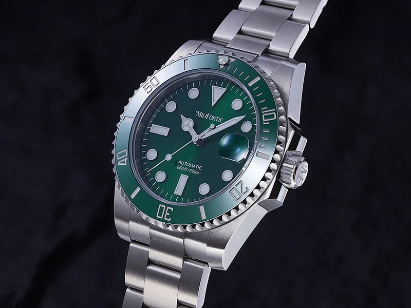 Milifortic D100 Herren Automatik Klassische Taucheruhr 40mm Saphirglas Leuchtend 200M Wasserdicht Wochenend-Abenteuerbegleiter Alltag – Detail 6