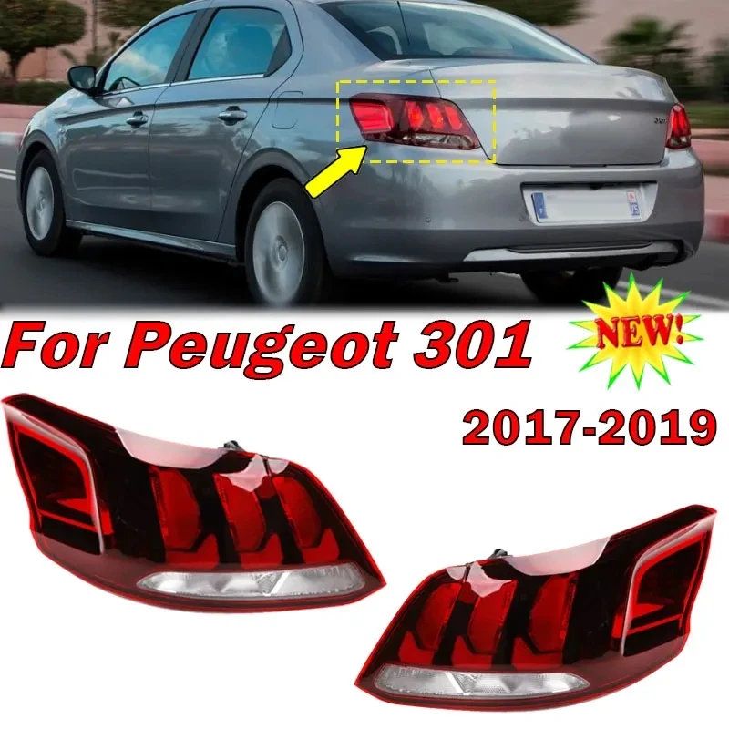 

For Peugeot 301 2017-2019 Car Tail Light Turn Signal Brake Driving Reversing Lamp Rear Brake Light Auto Taillight Without Bulb