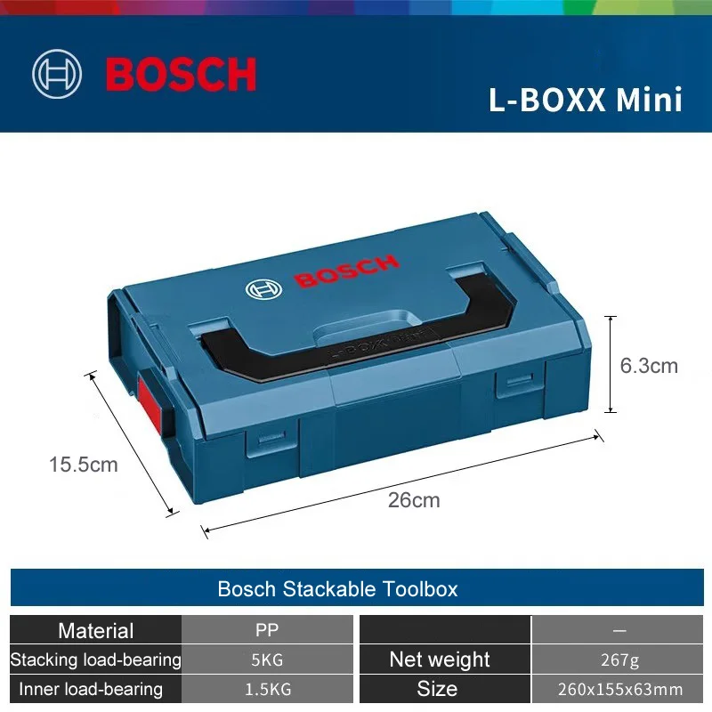 Bosch Portable Tool Box 6 Grid Tool Storage Case Anti-drop Durable PP Plastic Removable Grid Toolkit Mini Stackable Toolbox