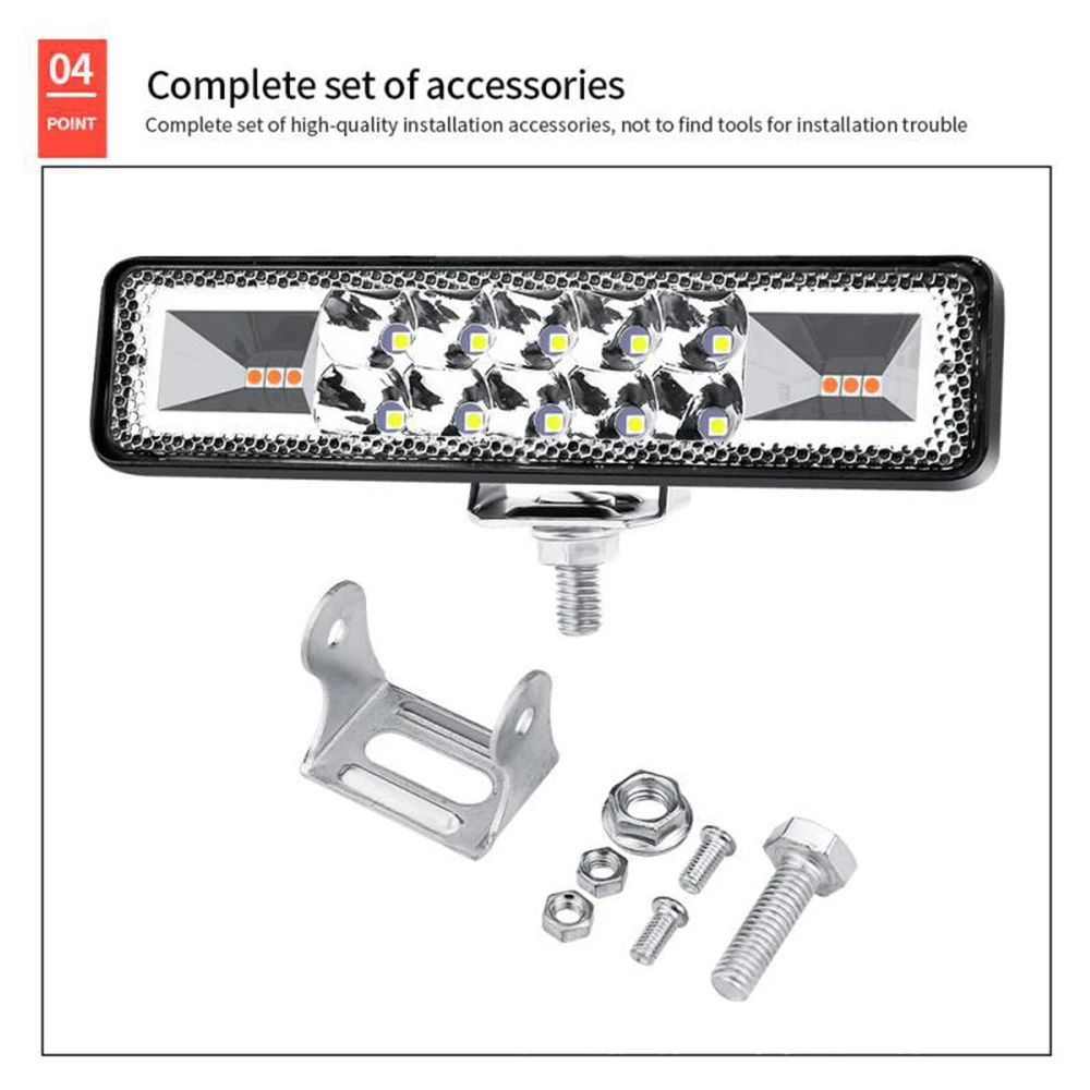 48W 12/24V Car Amber 12 LED Strobe Flash Work Light Bar Warning Fit For Offroad 4x4 Jeep suv Accessories Flash Work Lamp LED Bar