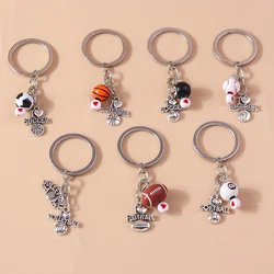 Cute Sports Keychain Funny Baseball Basketball Soccer Charms Keyrings for Women Men Car Key Handbag Hanging Key Chains DIY Gifts
