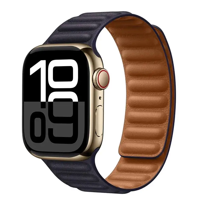 Lederarmband für Apple Watch 49mm 46mm 42mm 41mm Original Magnetisches Schlaufenarmband iWatch 12 11 10 9 8 7 SE Ultra 2 3 4