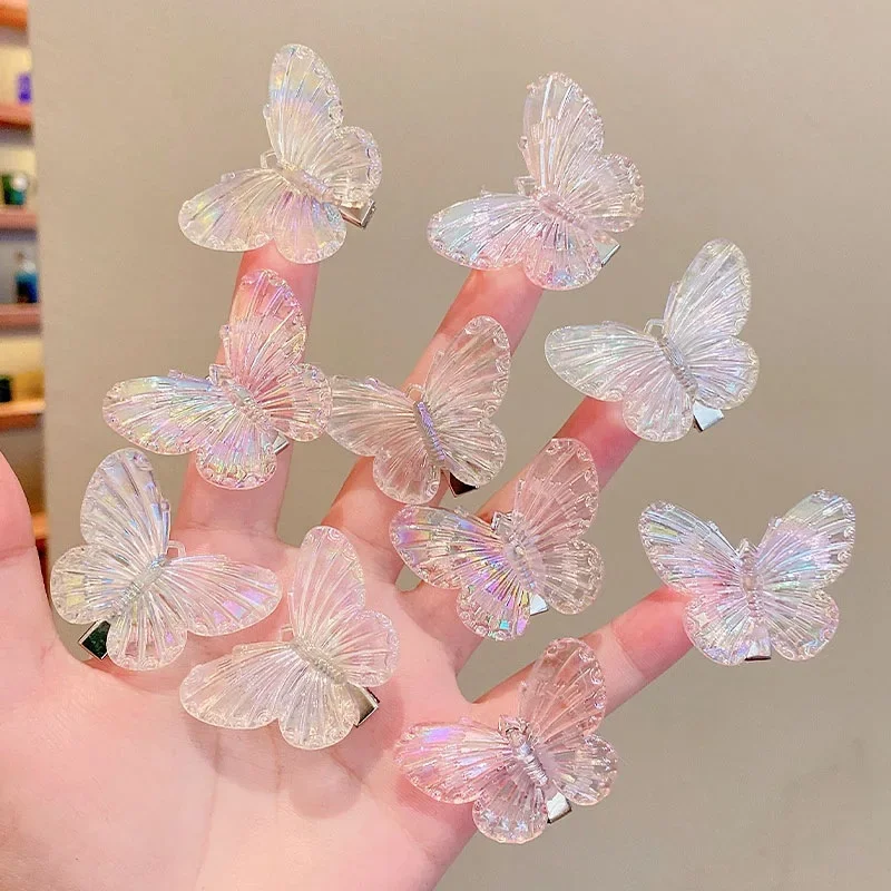 

New Gradient Semi Transparent Butterfly Hair Clip Women Simple Fashion Sweet Duckbill Clip for Vacation Hair Accessories