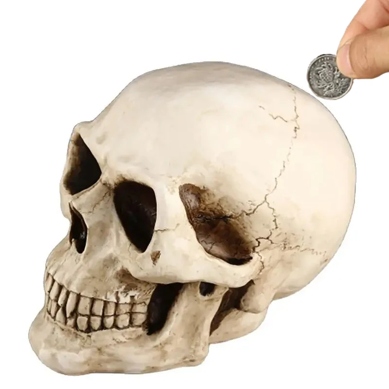 بنك جمجمة أصبع إبداعي للبالغين ، نقود ورقية عتيقة ، صندوق عملات معدنية كبير في الولايات المتحدة ، هدية عيد ميلاد