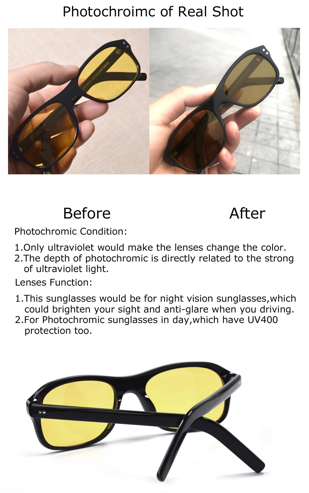 Platz Sonnenbrille für Männer Kingsman Sonnenbrille UV400 Schutz Polarisierte Anti-glare Auto Fahren Brille Nacht Guide Gläser – Detail 7