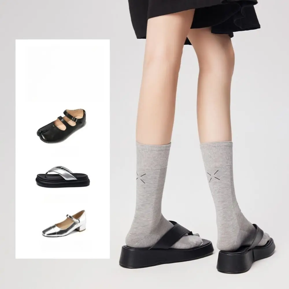 

Fashion Thin Mid Calf Stockings JK Breathable Calf Long Socks Hosiery Split Toe Tube Socks Women