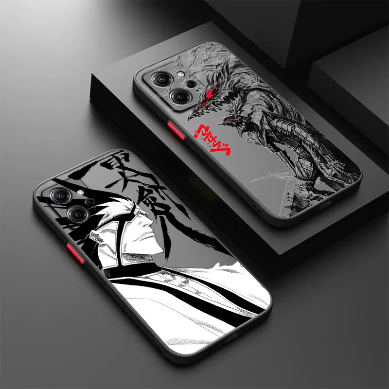 

B-Bleach Anime Cool Cartoon Frosted Translucent For Redmi Note 13R 13 12 12S 12T 11 11T 11E 10 Pro Plus 5G Soft Phone Case