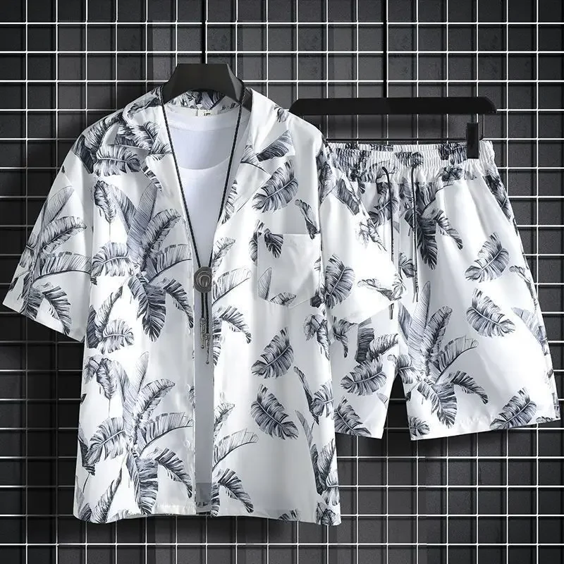 

Hawaiian Shirt Sets Men's Fashion Print Short Sleeve Shorts 2-piece Sets Summer Men's Casual Vacation Outfits Oversized 5XL