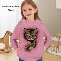 Children's Hoodies Cat 3D Print Clothing Spring Tops Baby Boy Clothes Hooded Sweaters Casual Girl Clothing Fashion Sweatshirts