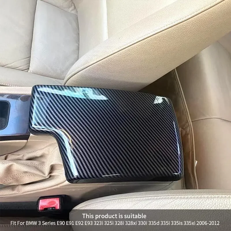 Carbon Fiber Interior Console Armrest Lid Cover Trim for BMW 3er E90 E91 E92 E93