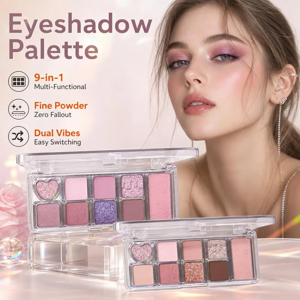 9-Farben-Bären-Lidschattenpalette, vielseitige Matte-Perlen-Lidschattenpalette mit großen Grundfarben für den täglichen Gebrauch, 8g 2026 – Detail 4