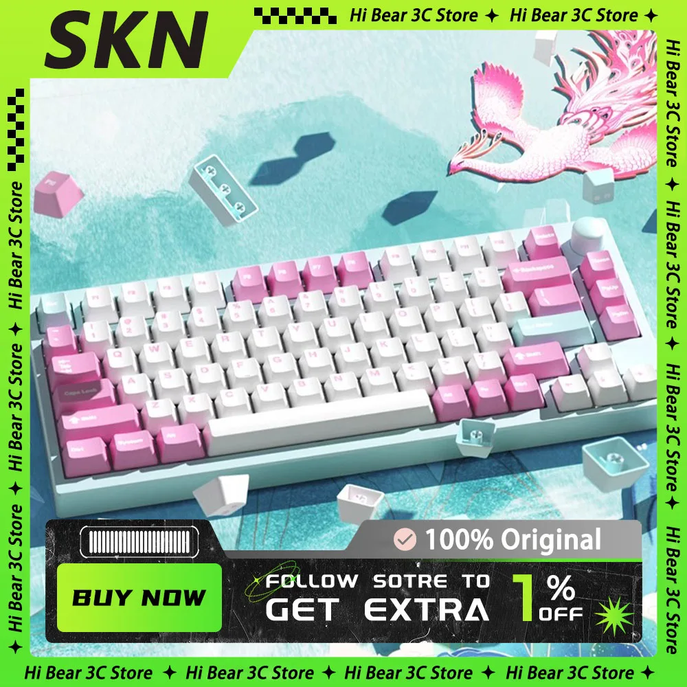 

SKN Mechanical Keyboard Bluetooth Wireless Three Mode RGB Hot Swap Gasket Customize Keyboard for Office PC Gamer Accessories