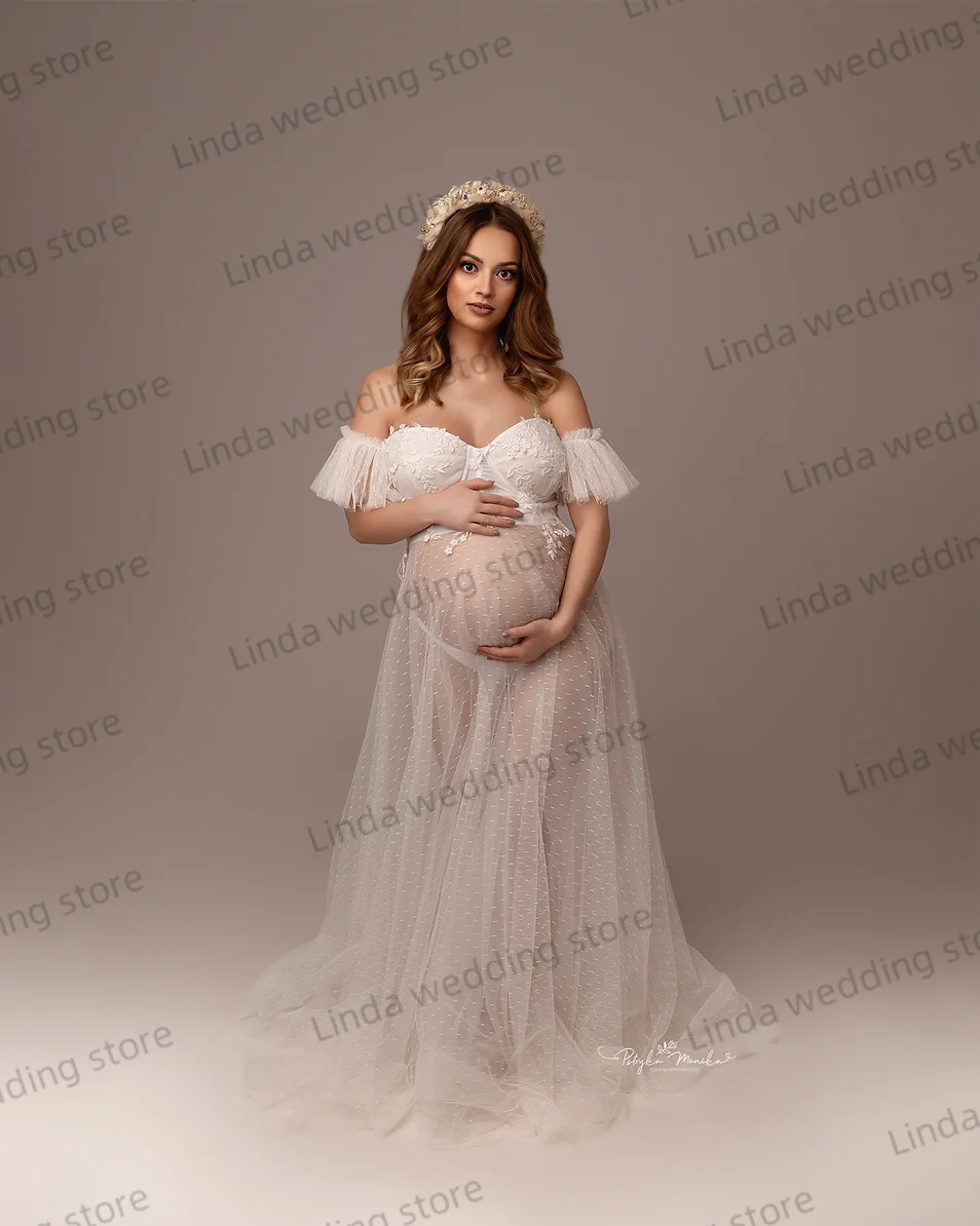 Robes de Rhen dentelle avec appliques en tulle blanc, robes de mariée sexy pour la grossesse, les patients chérie