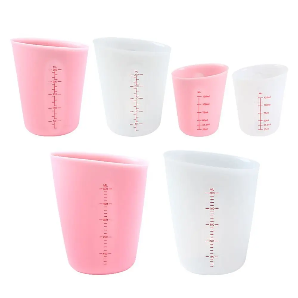 1Pcs Transparent Silicone Measuring Cup DIY Gypsum Plaster 125/250/500ml Epoxy Resin Glue Mixing Cup Heat Resistant with Scale