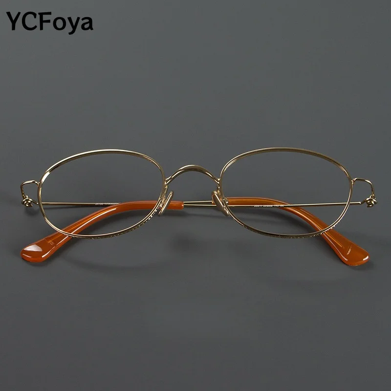 

YCFoya Ultra-Light Titanium Screwless Frame Fashion Design Oval Optical Formula Glasses for Men