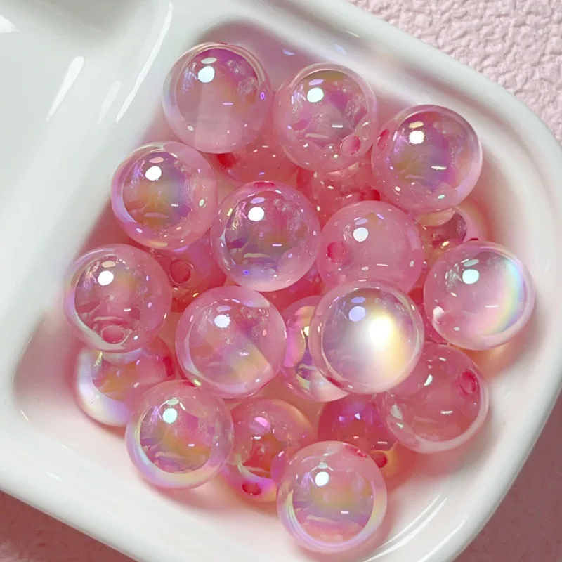 100PCS 16MM Quality UV-plated Jelly Cat's Eye Acrylic Beads DIY Materials For Beaded Pen Mobile Phone Chains Jewelry Accessories