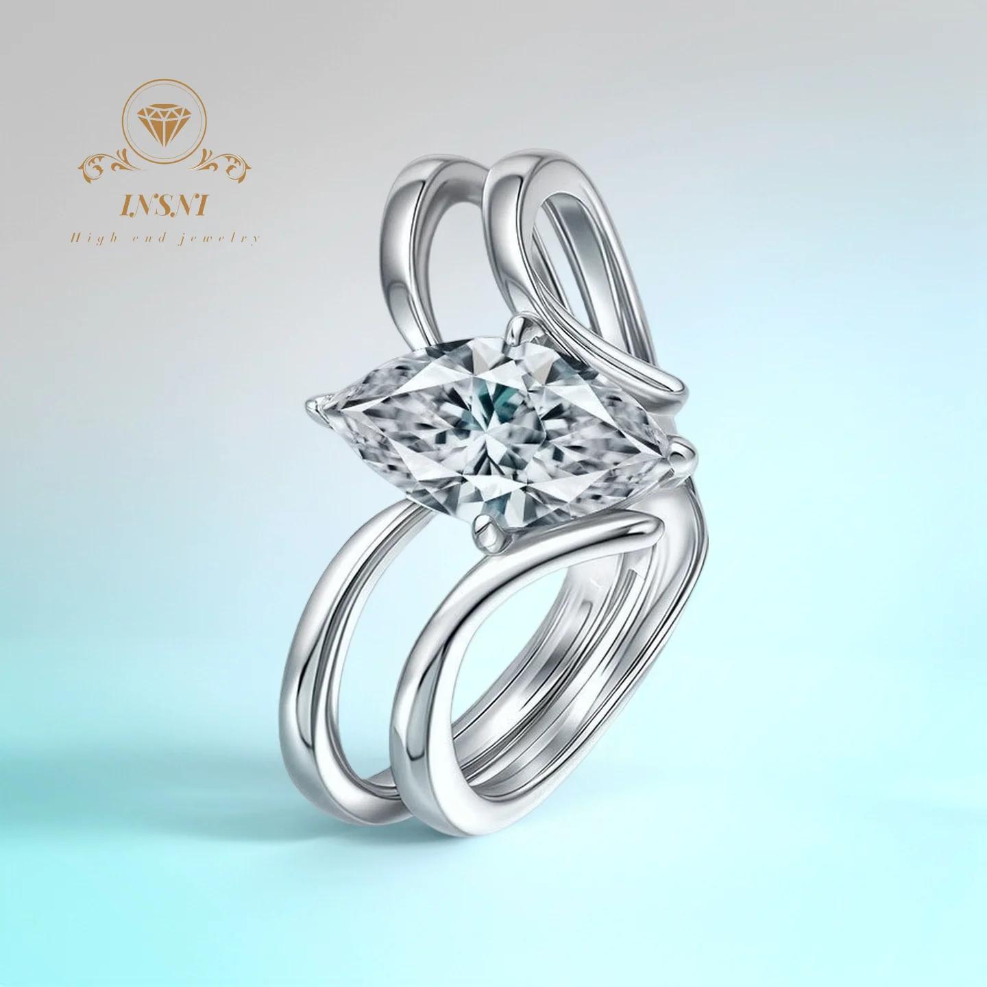 

S925 Silver Marquise Moissanite Stackable Ring Set for Women Best-Selling Trendy Luxury Elegant Chic Certified Jewelry