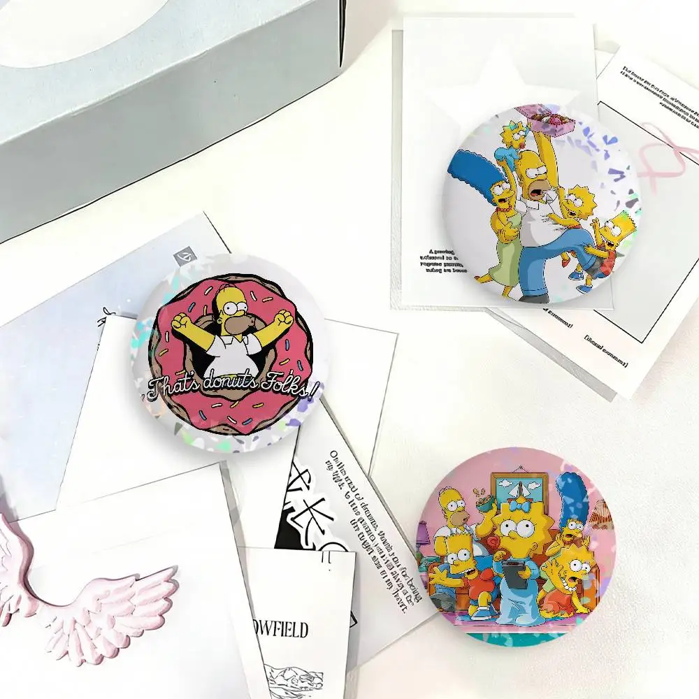 The S-simpsons Cartoon Laser Badge Creative Brooches Backpack Accessories Make Great Gifts For Friends Children