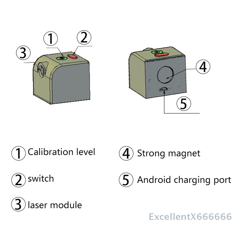 Laser Level Portabel Merah yang Dapat Diisi Ulang via USB; Ukuran Miniatur, Garis Silang; Ideal untuk Proyek DIY