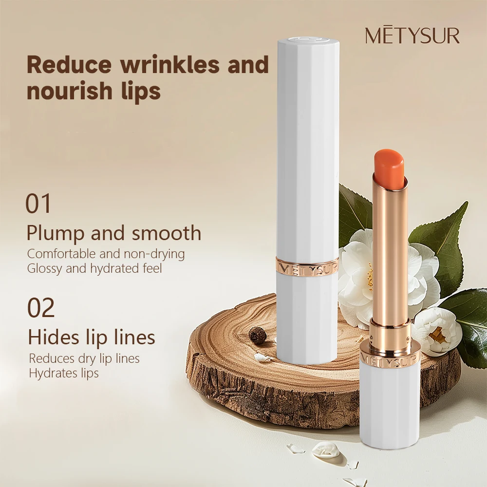 METYSUR Bálsamo labial que cambia de color con aceite esencial, hidratante, base de lápiz labial, reductor de línea de labios, cuidado de labios para otoño e invierno